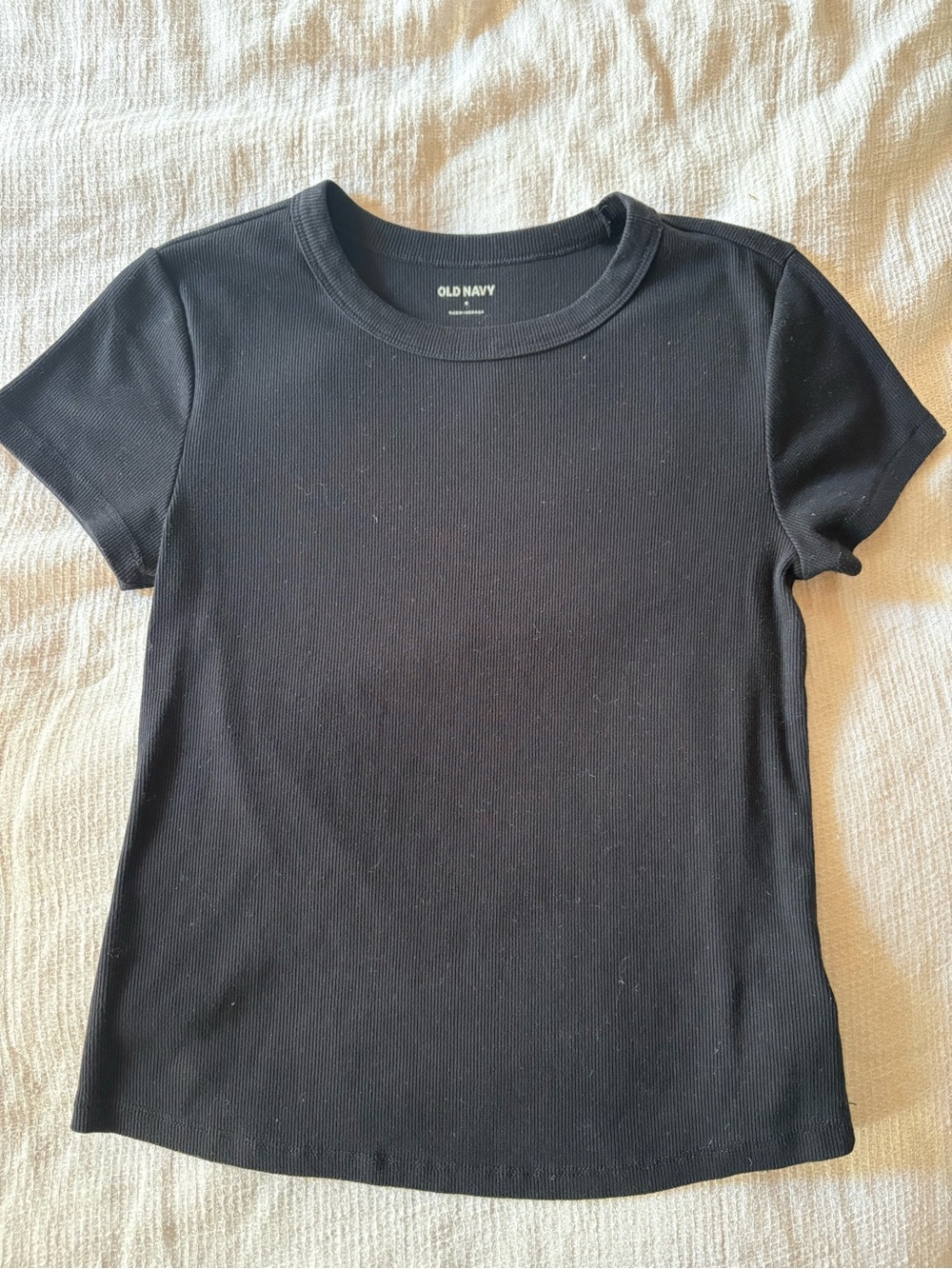 Old Navy Black Short-Sleeve Ribbed Crew Tee